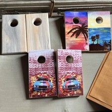 Wooden Tabletop Mini Cornhole Game Set - 2 Boards Played with quarters -Portable