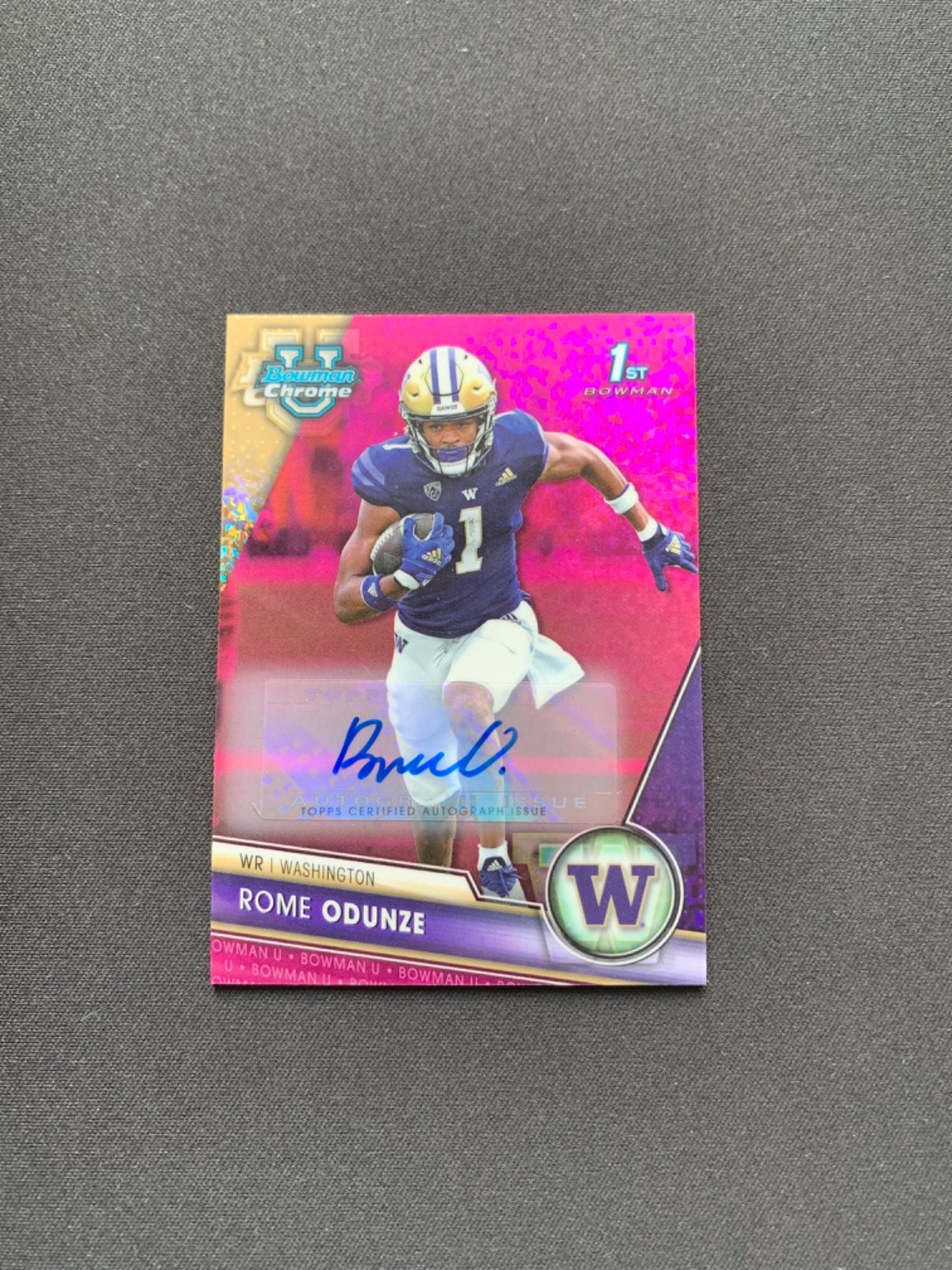 2023 ROME ODUNZE 1st Bowman U Chrome Fuchsia Pink Mini Diamond /150 AUTO