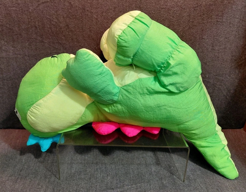 Vintage 1991 Plush Creations 20" Nylon Verde Neon Dinossauro Dragão Puffalump Brinquedo - Imagem 3 de 4