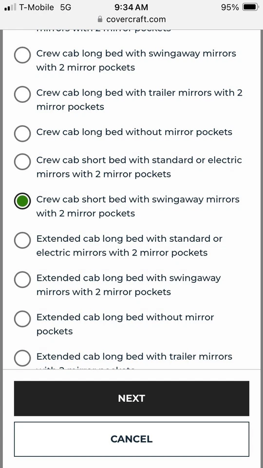 OBS Ford 80-96 Crew cab Short Box Covercraft Cover With Tie Downs - Image 2 of 3