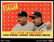 1958 Topps #475 Casey Stengel All-Star Managers Checklist 6 - EX/MT