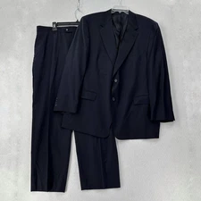 Hart Schaffner Marx 2pc Black Suit Blazer Jacket 48R Pants 42X29