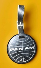Vintage Original 1960's Pan Am Airlines Classic Luggage Tag & Vinyl Strap Fob