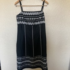 Ann Taylor Loft Dress Classic Formal Evening Out With White Embroidery Size 8