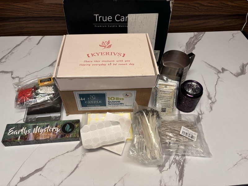 KYERIVS Candle Making Kit Suave Smooth Wax Blend, Matte Black Jars, Botanicals