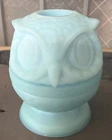 Vintage Fenton Blue Satin OWL Glass Fairy Lamp Light Nice With Sticker