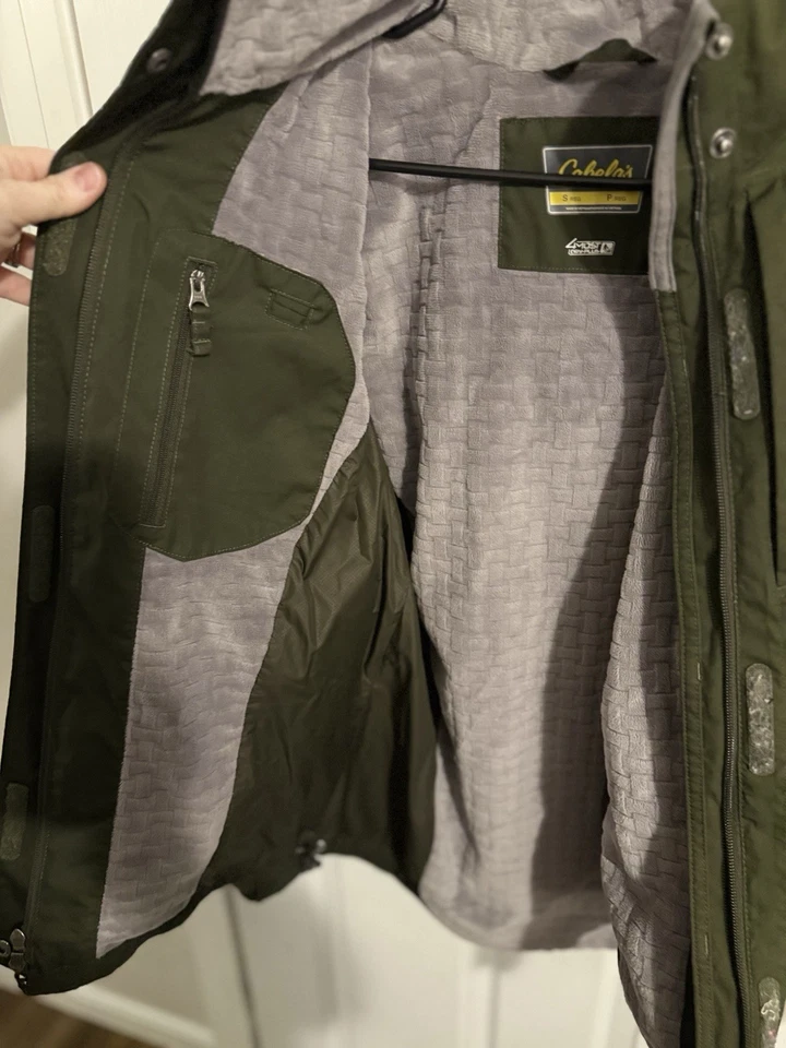 Cabelas Army Green Fleece Lined Hooded Double Layered 4 Most Quick Dry Coat S - Image 2 of 4