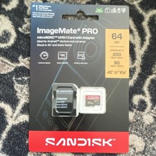 SanDisk ImageMate PRO 64GB microSDXC UHS-I A2 U3 V30 Card with Adapter