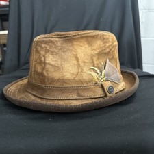 Deerskin Trading Post Fedora Size 7 1/2 Brown Genuine Suede Vintage Mid-Century