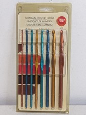 NOS Boye Crochet Hooks Set 8 Sizes 3.25-6.5mm D-K Aluminum WRIGHTS Made in USA