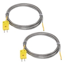 2pcs K Type Thermocouple Mini Connector Metal Shielded Wire 10ft -50 to 400°C