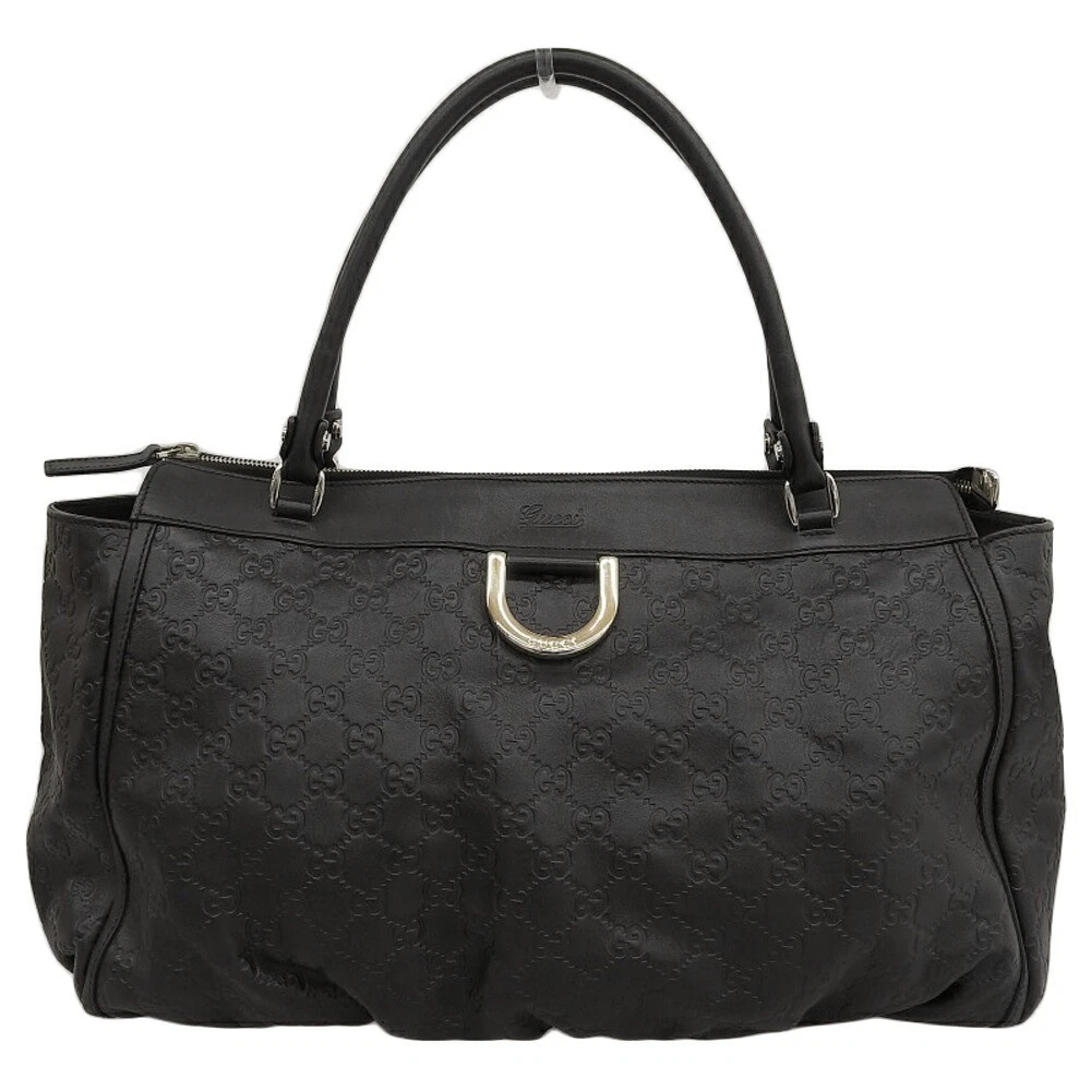 Gucci sima Boston sac logo sac à main 190248 204991 cuir noir r7_0403