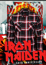 In Stock Now . Dixxon Flannel Iron Maiden 50th anniversary Mens Large Shirt