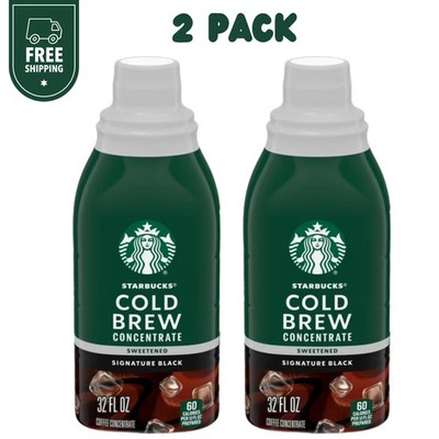Starbucks Cold Brew Coffee Concentrate, Sweetened 32 Fl Oz (Pack of 2)