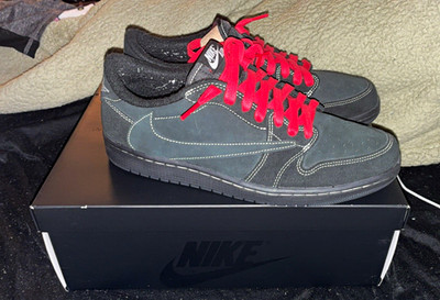 Nike Air Travis Scott Men s Low Top Lace-Up Sneakers Black/Red