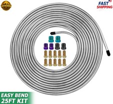 Brake Line Kit 14 25ft W Fittings Stainless Steel Tubing Roll Fuel Line Repair Brake Line Kit 14 25ft W Fittings Stainless Steel Tubing Roll Fuel Line Repair
