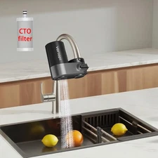 Vortopt Faucet Water Filter for Sink, Mechanical Switch Button,350 Gallon Wat...