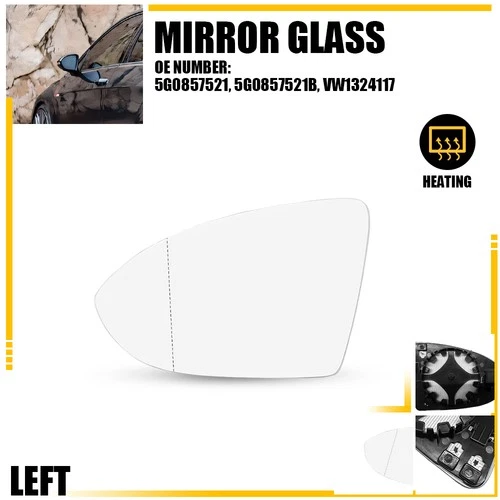 Heated Wing Mirror Glass For Volkswagen Golf MK7 GTI Left Driver Side Blind Spot