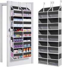 Heavy Duty Over Door Organizer 5-Tier 20 Pockets 80lb Capacity Grey
