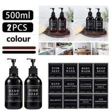 2Pcs 500ml Soap Dispenser Empty Shampoo Pump Bottles Refillable with 12 Labels
