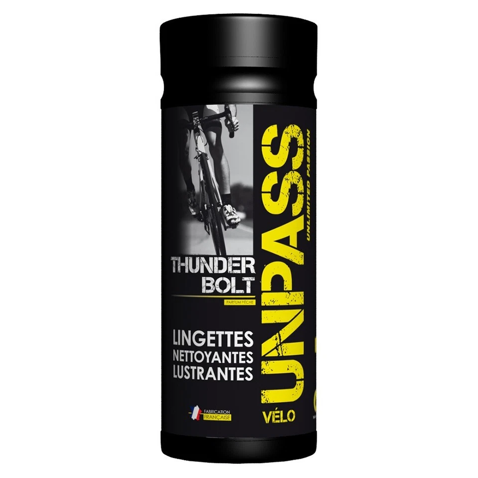 UNPASS Boîte 35 lingettes de nettoyage / lustrage vélo THUNDERBOLT