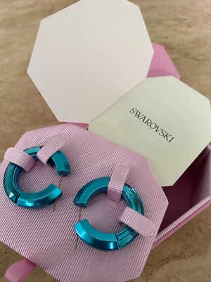 BNIB SWAROVSKI Lucent Blue Hoop Earrings & Gift Bag £250.00