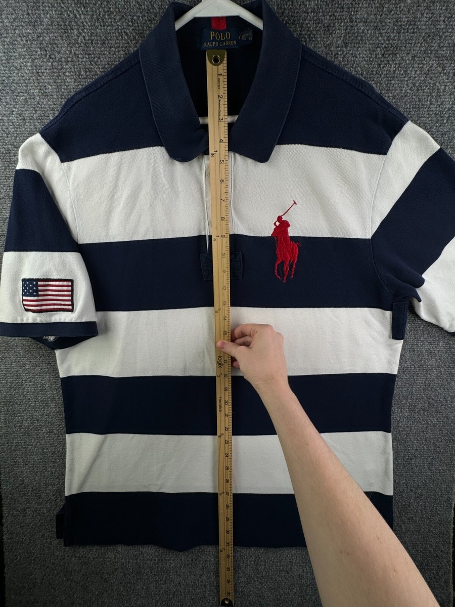 【最終値下】80-90s USA Polo by Ralph Lauren Vintage 80 90's Ralph Lauren USA NAUTICAL Blue Stripe Polo