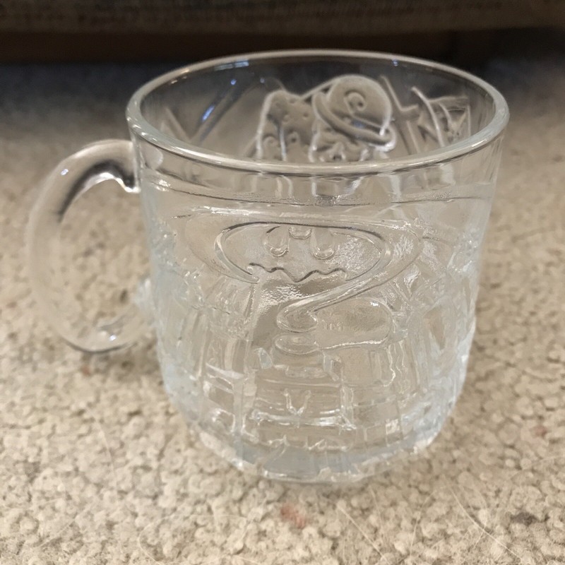 Vintage 1995 McDonalds Batman Forever Riddler Glass Textured Mug DC Comics