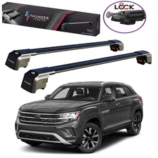 Roof Racks Cross Bars For VW Atlas Cross Sport 2020-2025 Black Aluminium Lock