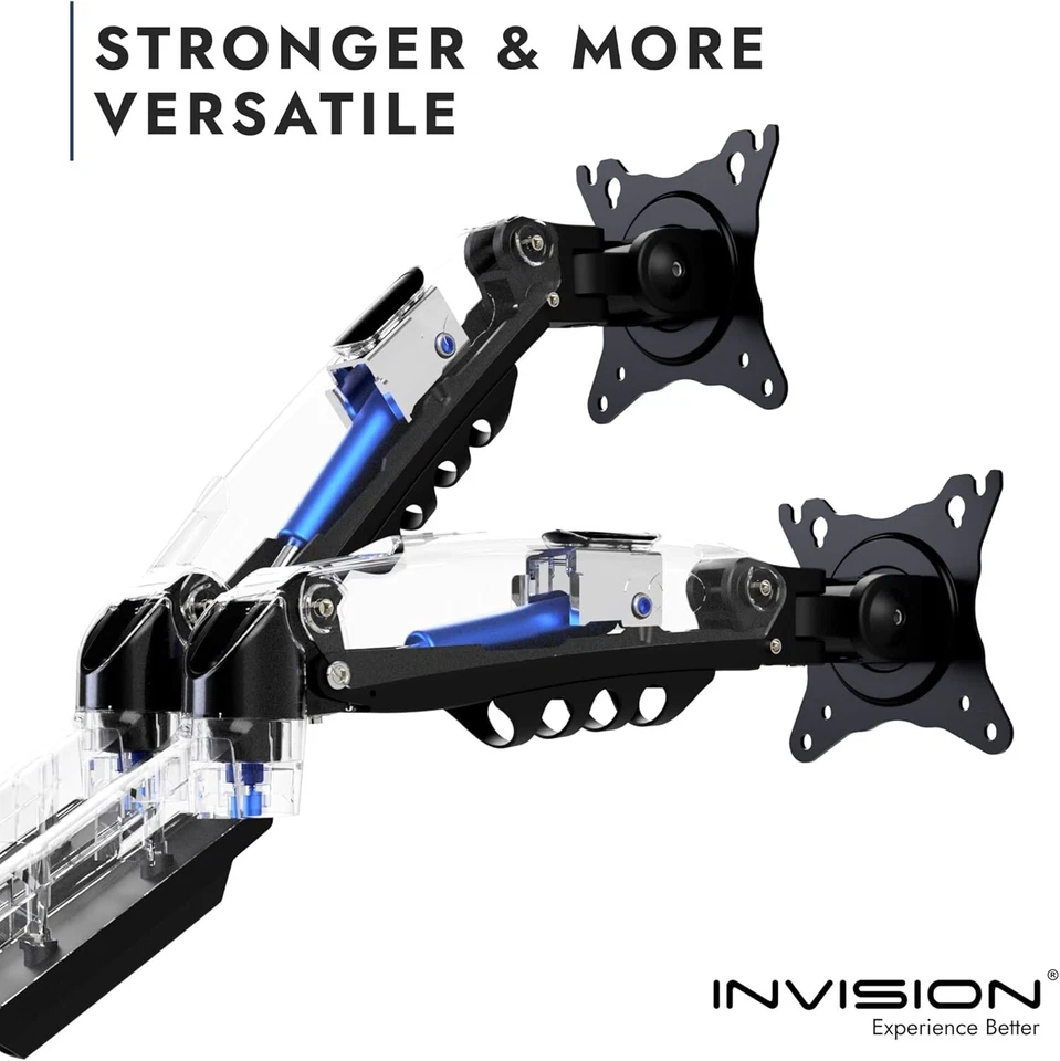 Invision 19"-32" Screens Dual Arm Monitor Mount Desk Stand Bracket with Clamp - Image 4 of 4