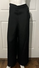 True Vintage 1920's/30's Black Silk Palazzo Wide Leg Pants Waist 31"