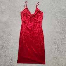 Vintage Windsor Dress Womens Medium Red Velvet Spaghetti Strap Slip 90s US Made