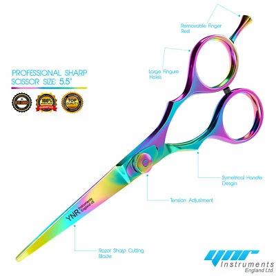 YNR Hairdressing Scissors Titanium Salon Barber Professional Shears 5.5 Inches
