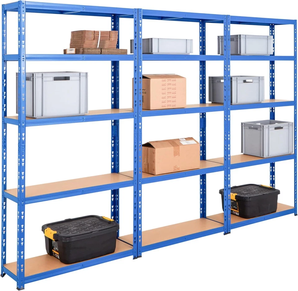 BiGDUG Heavy Duty Garage Shelving Unit 3 Bay - 1790H x 900W mm - Blue Shelves - Image 4 of 4