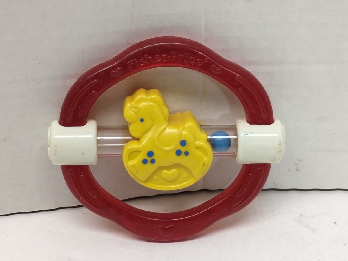 Vintage Fisher Price Baby Teether Rattle Toy Infant Rocking Horse