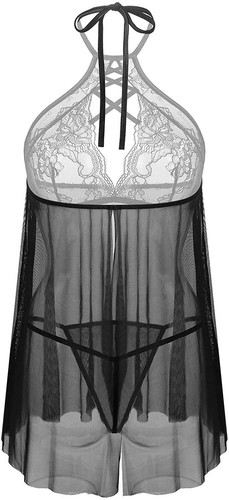 Women's Sexy Lingerie Halter Babydoll Nightdress Chemises Sheer Lace Negligees - Picture 6 of 31