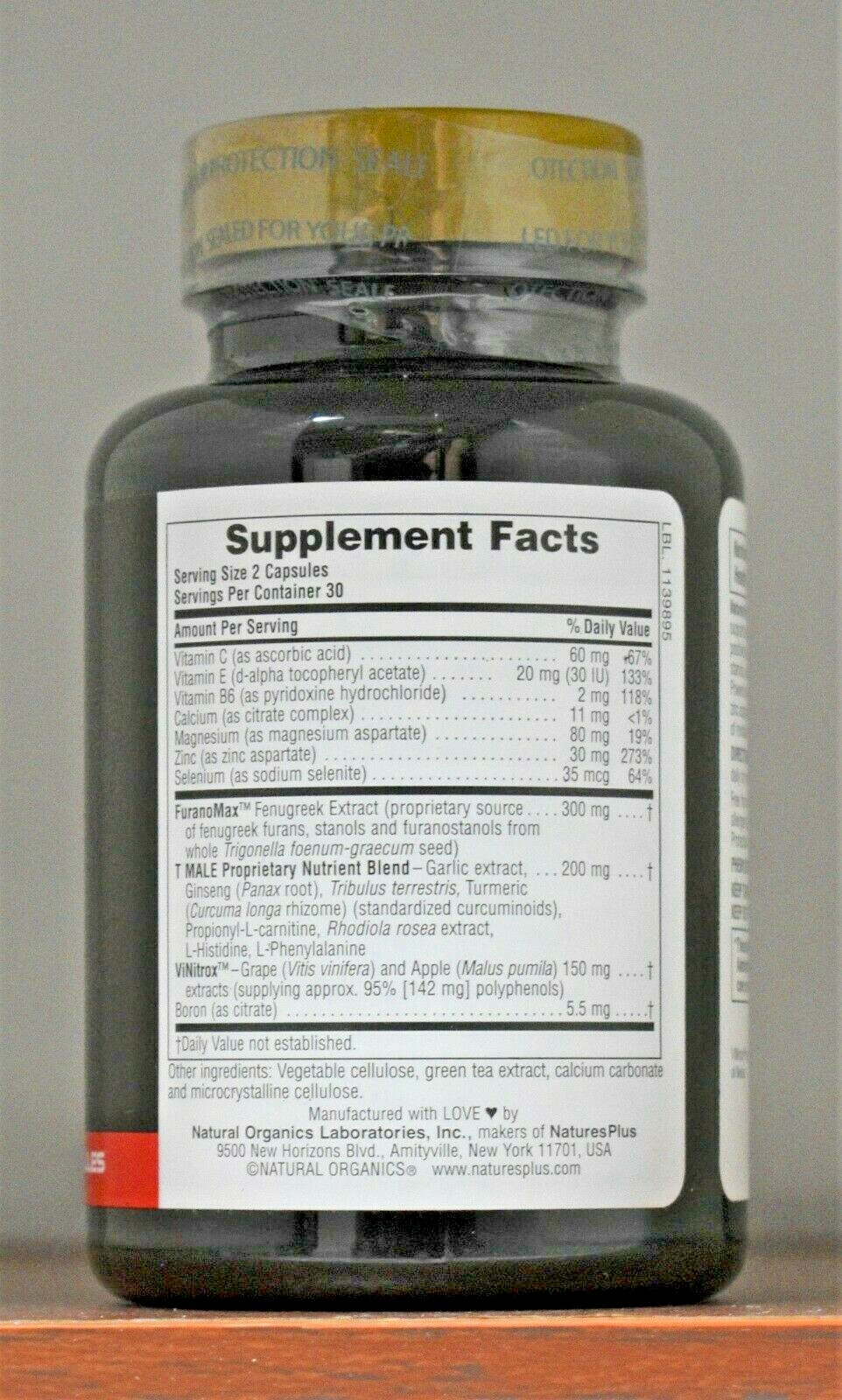 Nature's Plus T Male Testosterone Boost For Men Male Performance 60