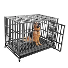 47" Heavy Duty Dog Kennel Iron Dog Cage Pet Crate for Large Dogs