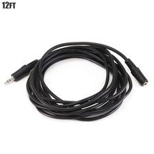 12FT 3.5mm 1/8" TRS Stereo Male to Female AUX Audio Extension Cable Cord Black