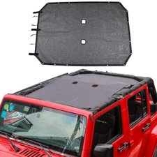 Sunshade Mesh Shade Top Cover for Jeep Wrangler JK JKU 2007-2017 (Black) 4 Door