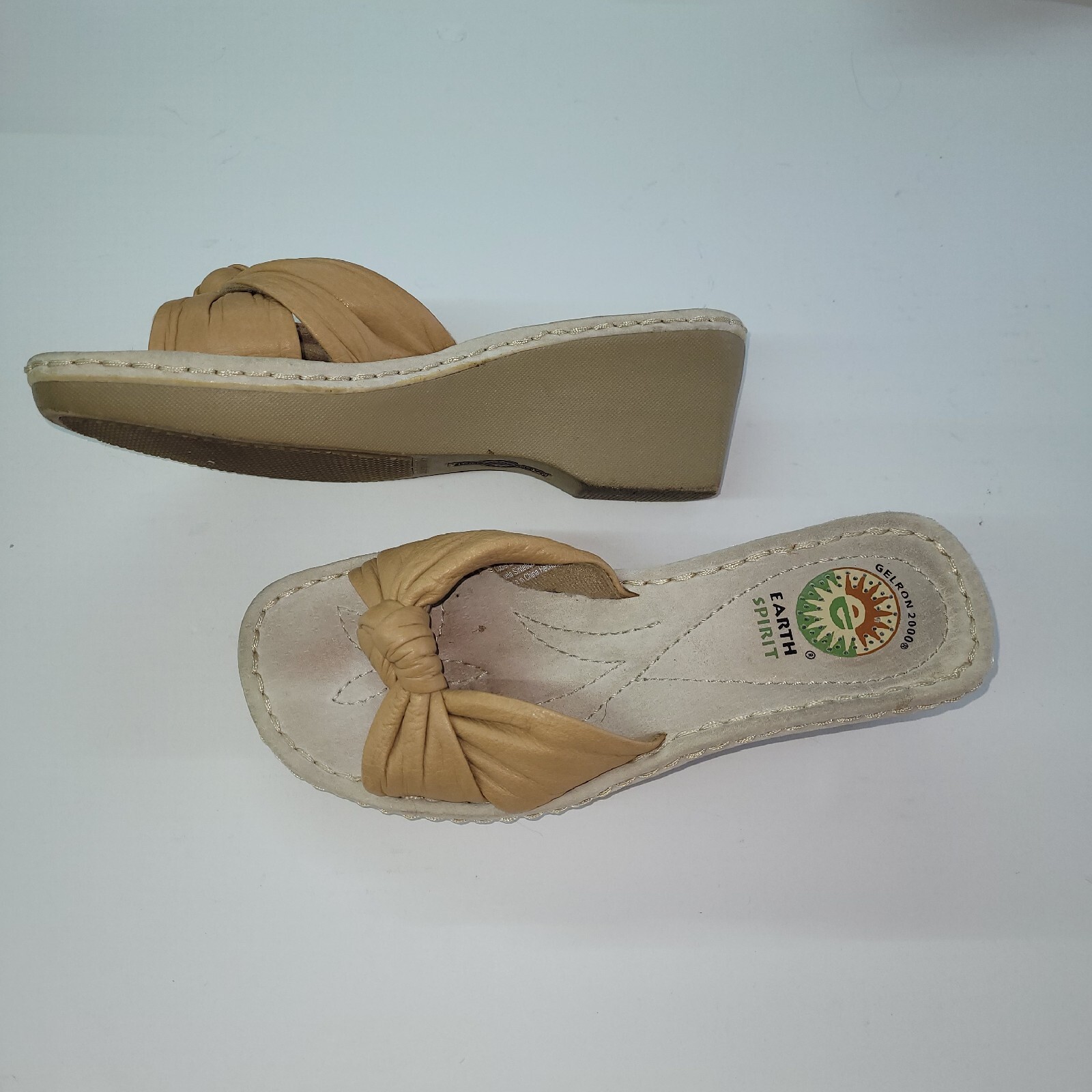 APL Scarpa Earth Spirit donna taglia 7 sandalo liberty pelle marrone nodo tacco 2 5"