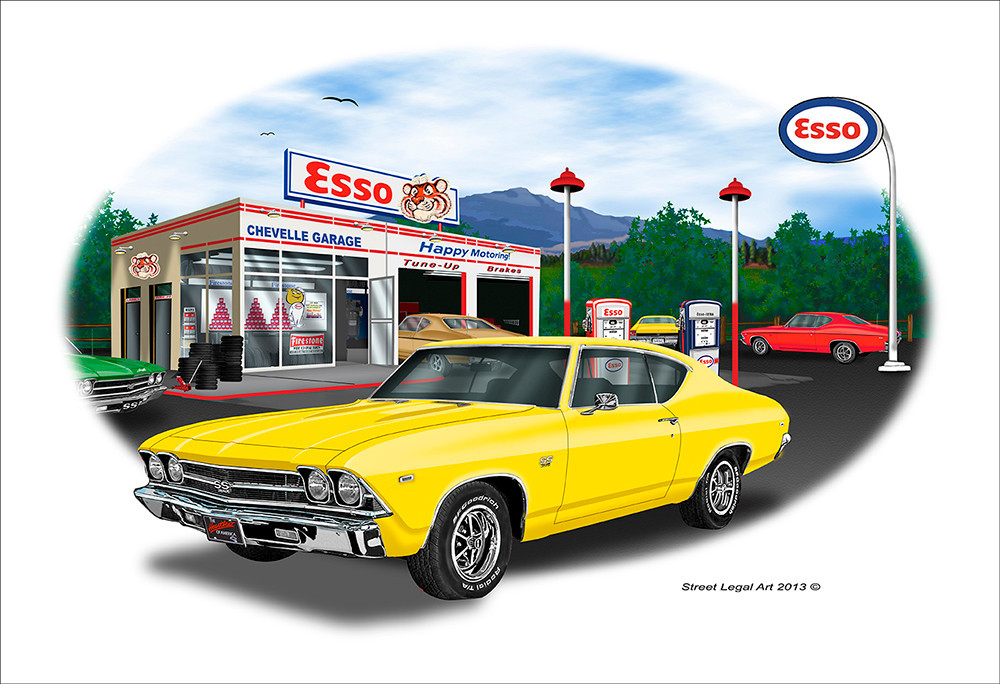 1969 Chevelle SS 396 Muscle Car Art Print - Yellow | eBay