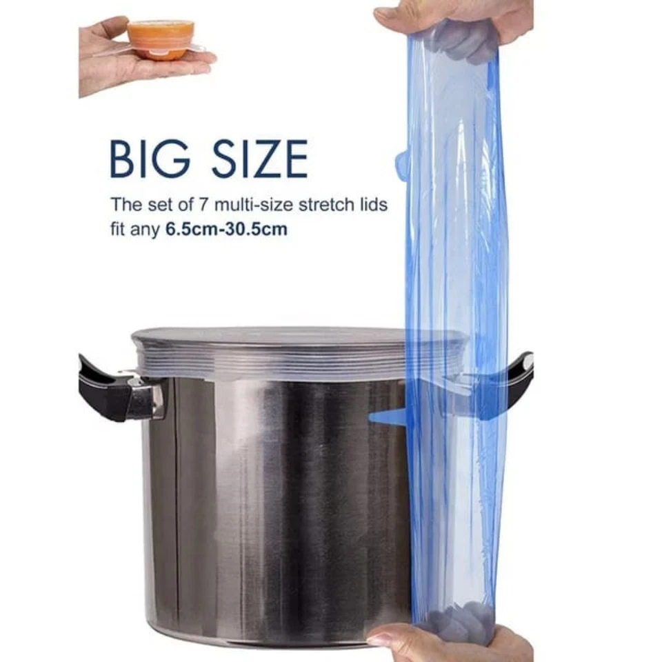 El paquete de 14 tapas elásticas de silicona incluye 2 piezas tamaño XL de hasta 9,8"" de diámetro reutilizables Foto 3 de 4