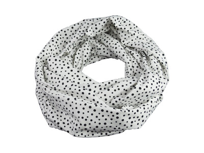 Damen-Rundschal Loop Punkte Tupfen weiß schwarz ca. 25 cm x 140cm 100% Baumwolle