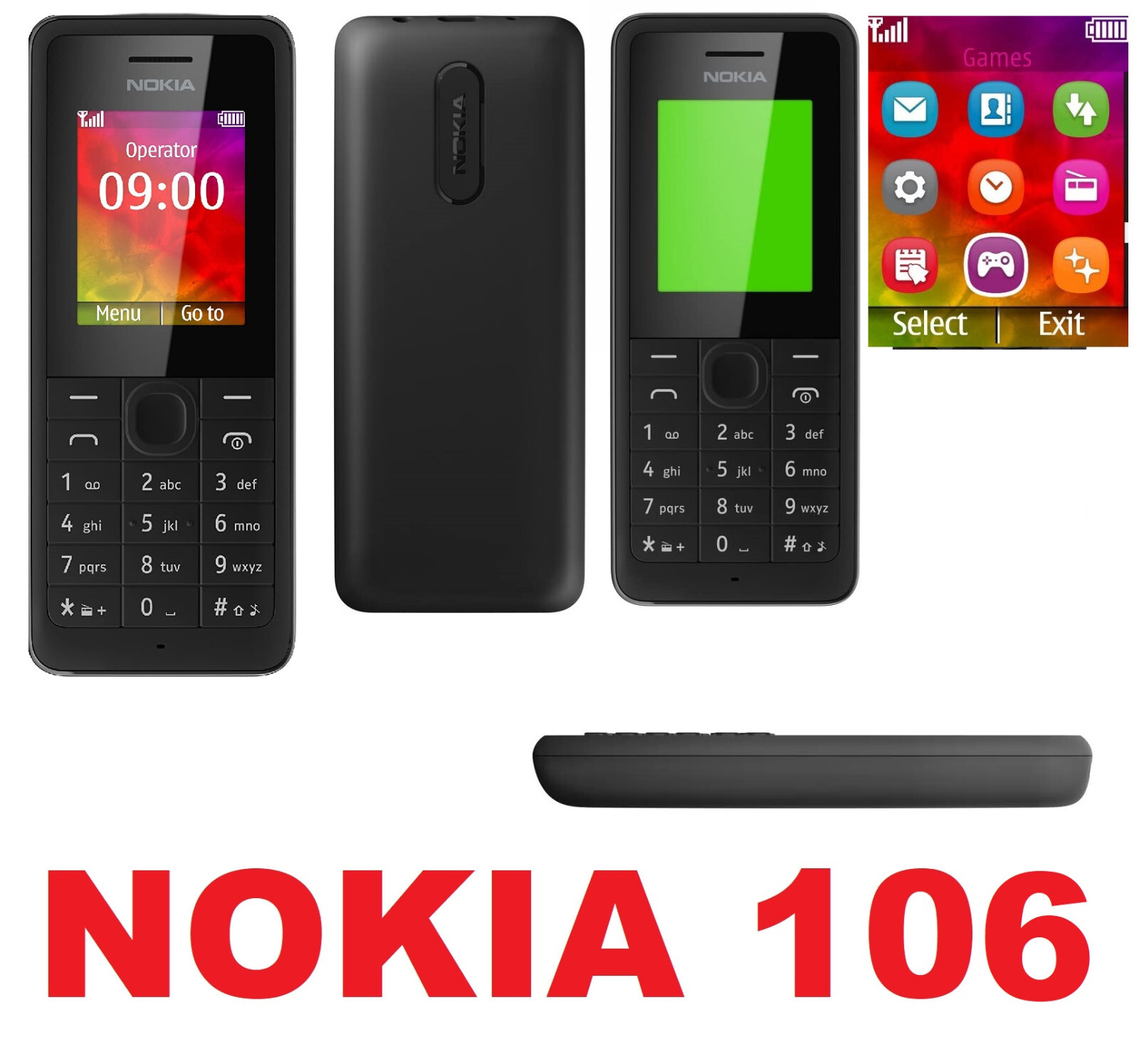 Nokia 106 Unlocked Mobile Phone UK Free Sim Black eBay
