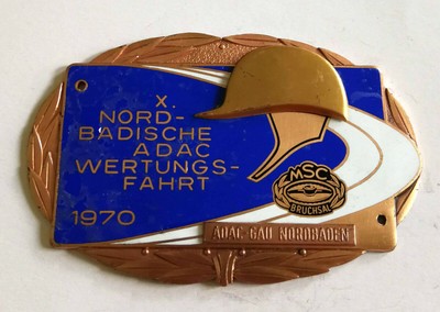 Plakette 10. Nordbadische ADAC Wertungsfahrt 1970 MSC Bruchsal Bronze Sammler