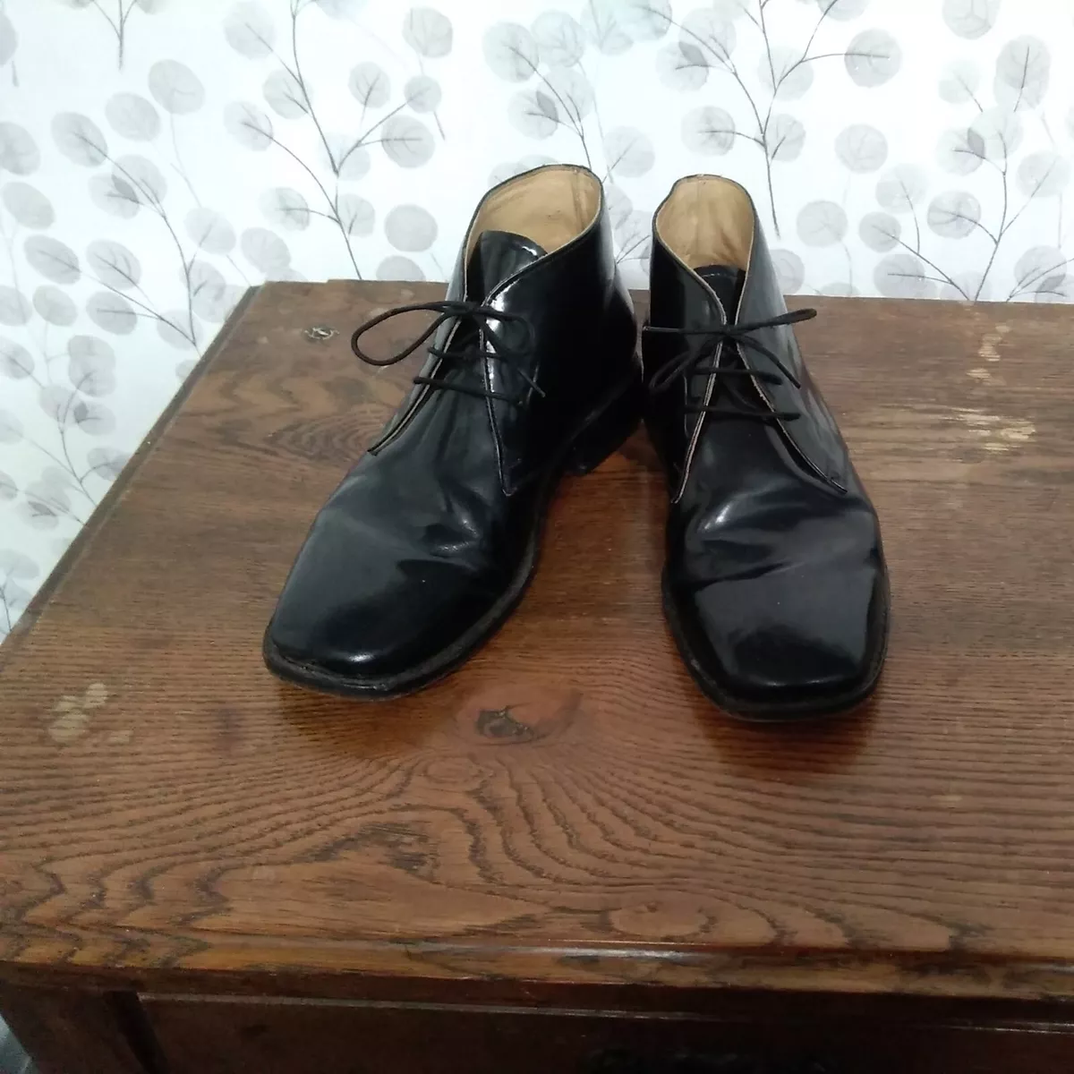 SAMUEL WINDSOR Hand Made Mens Black Leather Lace up Ankle Boots Size UK 8