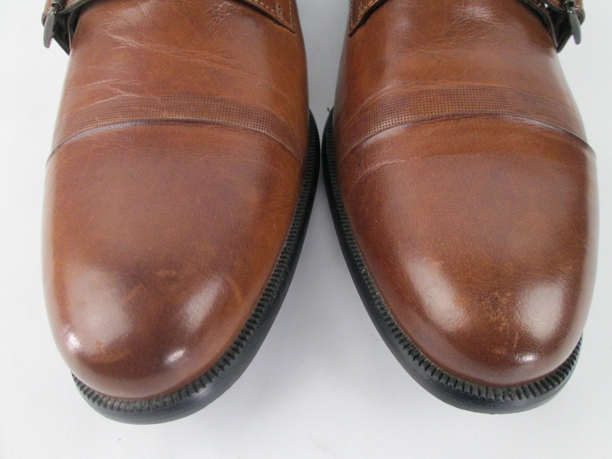 Kenneth Cole Monk Strap Dress Shoes Men 11.5 Brown Leather Loafer Y2K Italy Made Kenneth Cole Dress Shoe Sz 8M Monk Strap Loafers Buckle Mis  main image 3