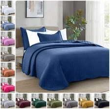 Luxury Bedspread Set 3 Piece Quilted Bedding Coverlet Twin Queen King Bed Throw