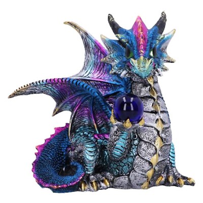 Drachen Figur blau - Kugel Hort - Fantasy Drache Deko Geschenk Charms